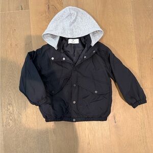 H&M Black Jacket with Light Gray Hood Lining